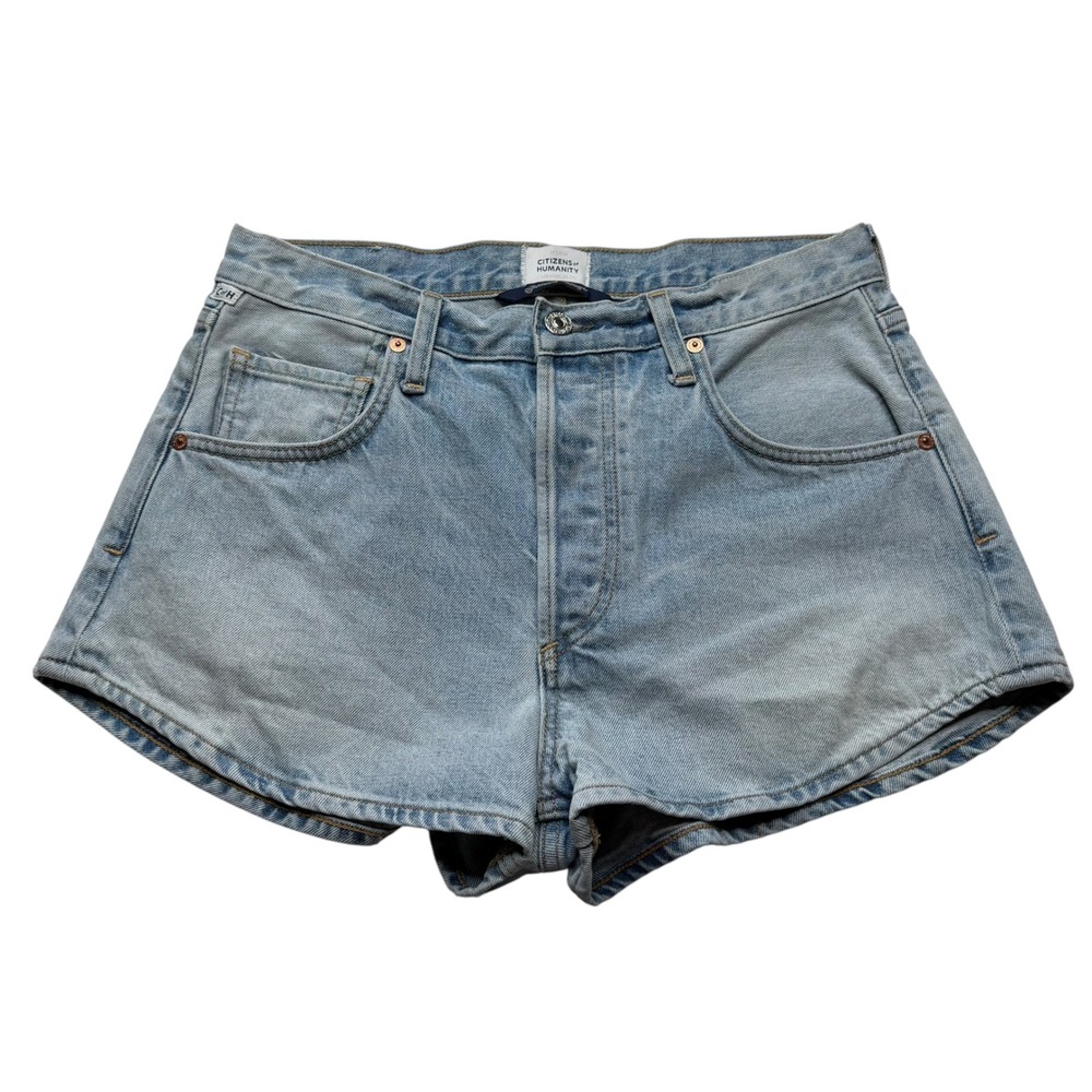 CITIZENS OF HUMANITY Abita Short Light Blue Denim Shibori Women's Size 27 Curved
